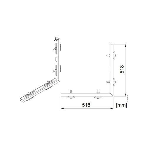 Konsol för montering av räckesnät i vinkel.