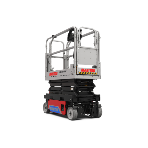 Smidig elektrisk saxlift för arbeten på låga höjder, lämplig för inomhusbruk.