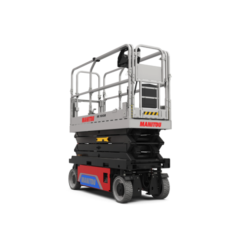 Elektrisk saxlift för arbete på medelhöga höjder med stabil arbetsplattform.