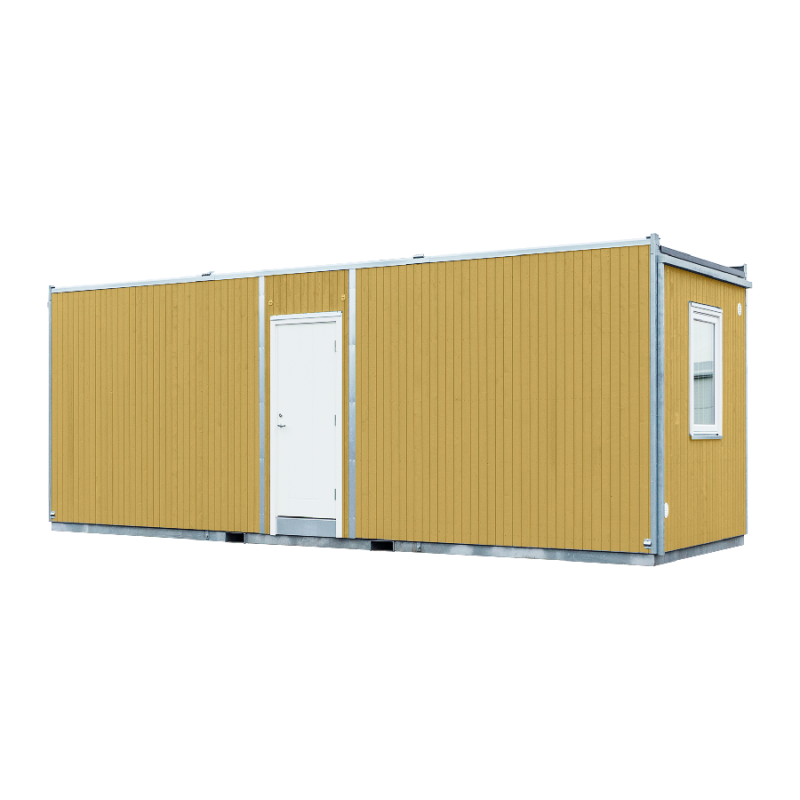 Kontorsbod för administration på byggarbetsplats.