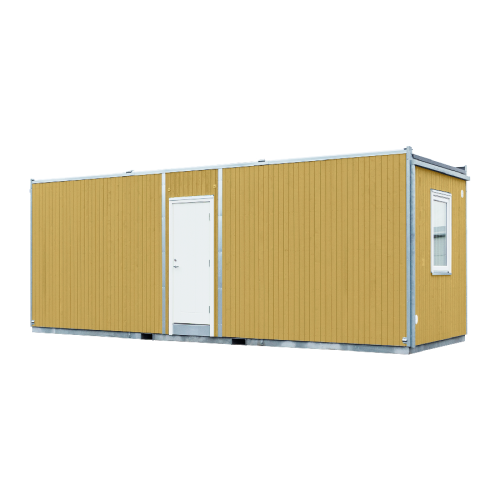 Kontorsbod för administration på byggarbetsplats.