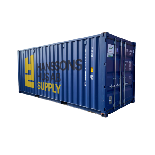 Större container för material och utrustning.