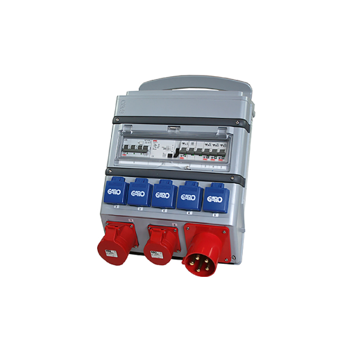 Portabel elfördelning som fungerar som undercentral nära arbetsmomentet.